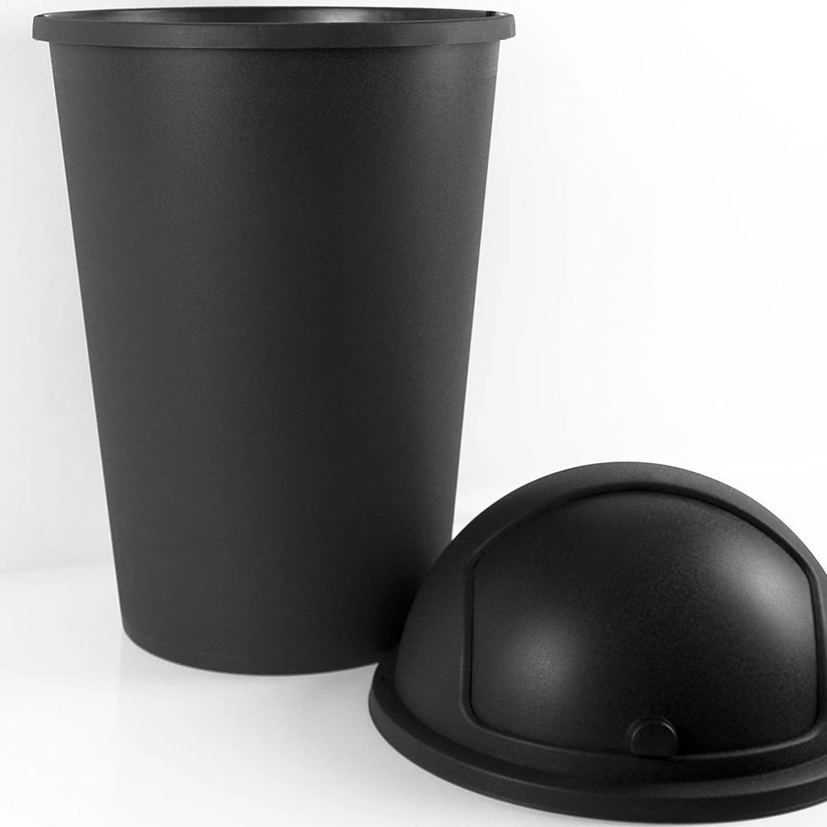 Deuba Vuilnis Prullenbak 2 Stuks - 50 L Met Schuifdeksel - Zwart 4 Deuba Vuilnis Prullenbak 2 Stuks - 50 L Met Schuifdeksel - Zwart - Afbeelding 4