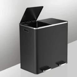 SONGMICS Dubbele Rubbish Bin, 2 X 30L Vuilnisbak, Metalen Trappenbak, Met Dubbele Vakken, Kunststof Binnenemmers En Scharnierende Deksels, Handgrepen, Zachte Sluiting, Luchtdicht, Zwart 13 SONGMICS Dubbele Rubbish Bin, 2 X 30L Vuilnisbak, Metalen Trappenbak, Met Dubbele Vakken, Kunststof Binnenemmers En Scharnierende Deksels, Handgrepen, Zachte Sluiting, Luchtdicht, Zwart -Thuis Opslag Winkel 1200x1200 1504