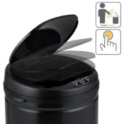 Monzana Prullenbak 56 Liter Inhoud - Met Sensor - RVS Zwart -Thuis Opslag Winkel 1200x1200 1571