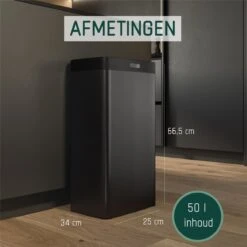 Sensor Prullenbak Zwart 50 Liter - Automatische Softclose Deksel - 50L - Zwarte Afvalemmer Stangvollby KINNA - Scandinavisch Design - Afvalbak - Infrarood Bewegingssensor - Vingerafdrukvrij En Vuilafstotend RVS - Hygiënische Keuken En Kantoor Vuilbak -Thuis Opslag Winkel 1200x1200 1588