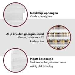 QUVIO Groot Kruidenrek - Staal - Wit - Ophangbaar - Voor 32 Kruidenpotjes - 4 Laags 10 QUVIO Groot Kruidenrek - Staal - Wit - Ophangbaar - Voor 32 Kruidenpotjes - 4 Laags -Thuis Opslag Winkel 1200x1200 161