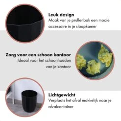 QUVIO Prullenbak Plastic / Papierbak / Papiermand / Afvalbak / Afvalemmer - Zwart 10 QUVIO Prullenbak Plastic / Papierbak / Papiermand / Afvalbak / Afvalemmer - Zwart -Thuis Opslag Winkel 1200x1200 1658