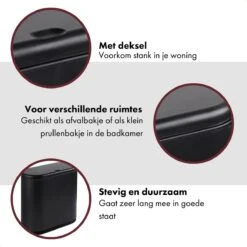 QUVIO Prullenbak / Prullenmand / Papierbak / Afvalbak / Afvalbak / Prullenbakken / Vuilnisbak - Met Deksel - 10L -Thuis Opslag Winkel 1200x1200 1661