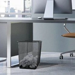 Merkloos Decopatent® Design Vierkant Prullenbak Voor Kantoor - Papierbak - Mesh Metaal - Papiermand - Prullenmand Voor Onder Bureau - Zwart -Thuis Opslag Winkel 1200x1200 1664