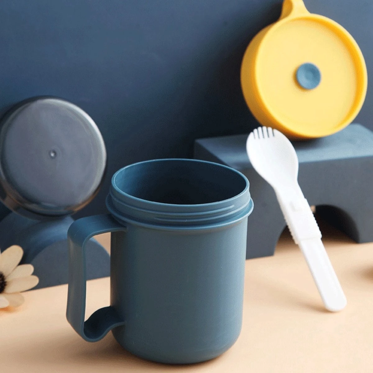 Soepbeker Magnetron 500ml- Milieuvriendelijk - Hitte Bestendige Beker - Lunchcontainer - Yoghurt To Go - Soepbeker To Go - Inclusief Lepel/vork - Donker Blauw 9 Soepbeker Magnetron 500ml- Milieuvriendelijk - Hitte Bestendige Beker - Lunchcontainer - Yoghurt To Go - Soepbeker To Go - Inclusief Lepel/vork - Donker Blauw - Afbeelding 9