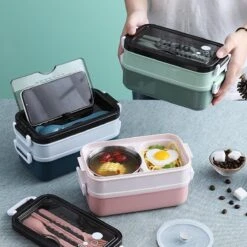Lunchbox - Meal Prep Bakjes - Lunch Box Met Deksel - Meal Prep – Bento Box - Lunchtrommel Met Bestek Blauw -Thuis Opslag Winkel 1200x1200 17