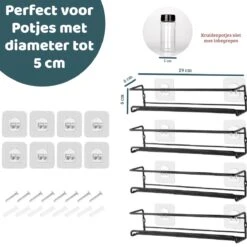 Mmoods Kruidenrek Ophangbaar Zonder Boren - 4 Laags Voor 24 Kruidenpotjes - Speciaal Voor Muur, Wandkast, Kastdeur - Hangende Kruidenorganizer Keuken - Keukenaccessoires 11 Mmoods Kruidenrek Ophangbaar Zonder Boren - 4 Laags Voor 24 Kruidenpotjes - Speciaal Voor Muur, Wandkast, Kastdeur - Hangende Kruidenorganizer Keuken - Keukenaccessoires -Thuis Opslag Winkel 1200x1200 179