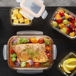 Lock&Lock Glazen Vershoudbakjes - Glazen Meal Prep Bakjes - Glazen Bakjes Met Deksel - Ovenschaaltjes Met Deksel - Set Van 6 Stuks - 380 Ml -Thuis Opslag Winkel 1200x1200 1803