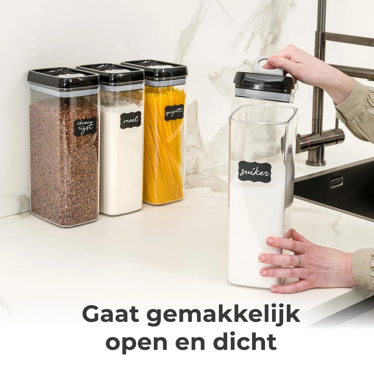 Stosh Voorraadpotten - Snoeppot - Voorraadbussen - Vershouddoos - 4 Stuks - 3.2L - BPA Vrij - Kunststof 2 Stosh Voorraadpotten - Snoeppot - Voorraadbussen - Vershouddoos - 4 Stuks - 3.2L - BPA Vrij - Kunststof - Afbeelding 2