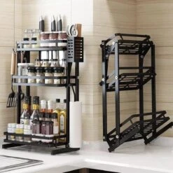 TammaT - Kruidenrek - Kruidenrek Staand - Inklapbare Keukenrek - 3-laags 35x21x56,5CM - Keuken Organizer - Aanrecht Organizer - Keuken Opslag - Roestvrij Staal - Opbergrek - Keuken Organizers - Roestvrij En Krasvrij -Thuis Opslag Winkel 1200x1200 185