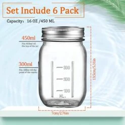 450ml Mason Jars Weckpotten Van Glas Met Deksels En Linten, Kruidenpotjes Top Voedselbewaardoppen Voor Jam, Honing, Huwelijksgeschenken, Douchegunsten En Doe-Het-Zelf Voorraadpotten, 6 Verpakkingen -Thuis Opslag Winkel 1200x1200 1857