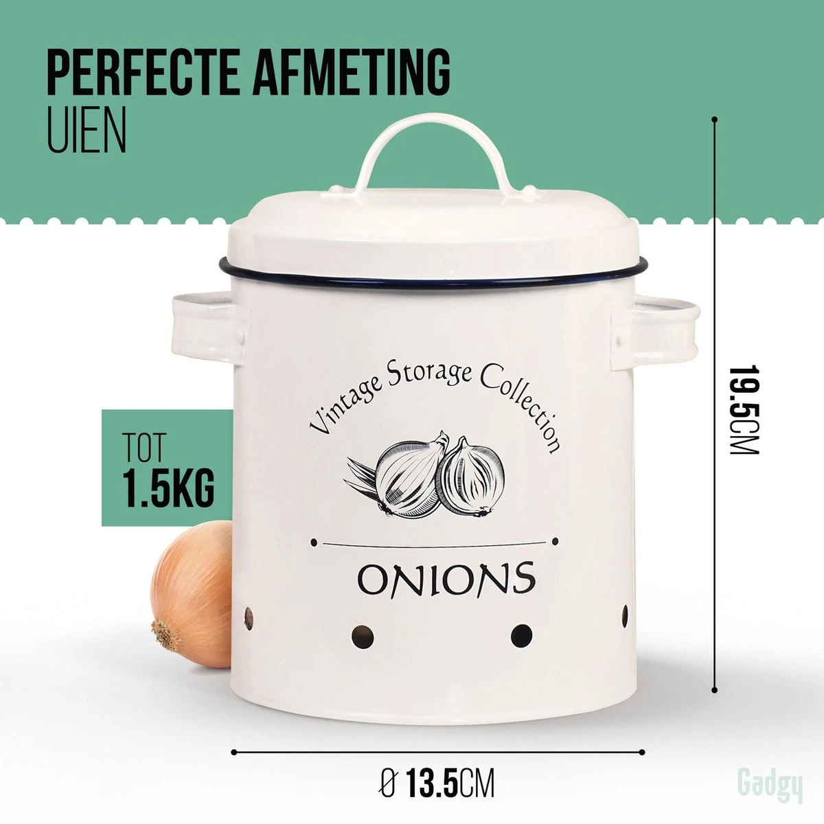 Gadgy Voorraadpotten Set: Aardappelpot Een Uienpot Een Knoflookpot – 3 Voorraadbussen Met Deksel – Bewaardoos - Voorraadblikken 3 Gadgy Voorraadpotten Set: Aardappelpot Een Uienpot Een Knoflookpot – 3 Voorraadbussen Met Deksel – Bewaardoos - Voorraadblikken - Afbeelding 3