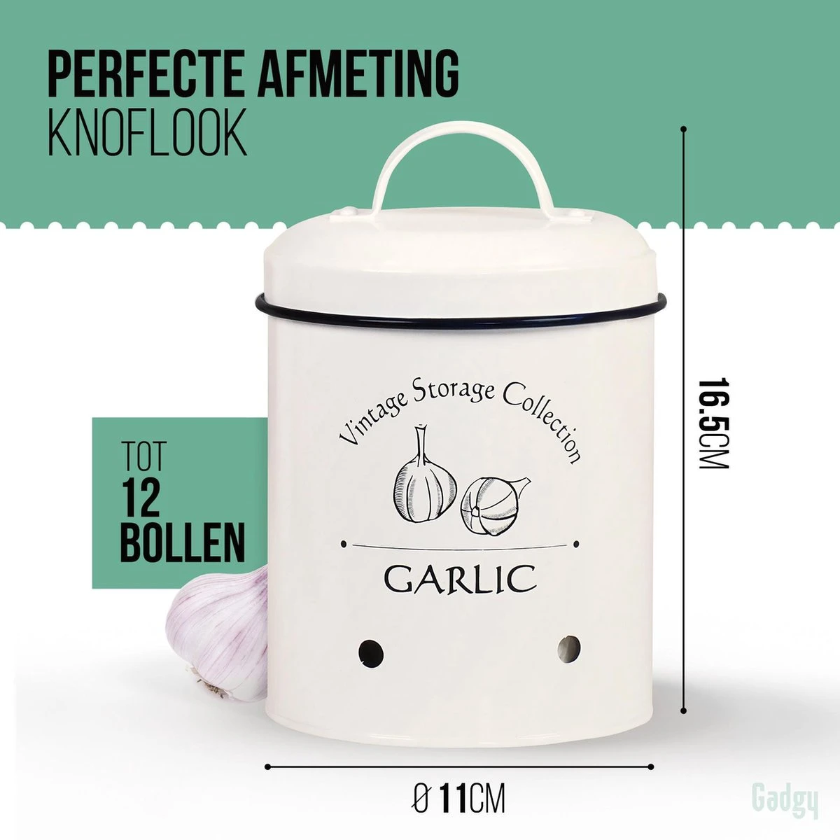 Gadgy Voorraadpotten Set: Aardappelpot Een Uienpot Een Knoflookpot – 3 Voorraadbussen Met Deksel – Bewaardoos - Voorraadblikken 5 Gadgy Voorraadpotten Set: Aardappelpot Een Uienpot Een Knoflookpot – 3 Voorraadbussen Met Deksel – Bewaardoos - Voorraadblikken - Afbeelding 5