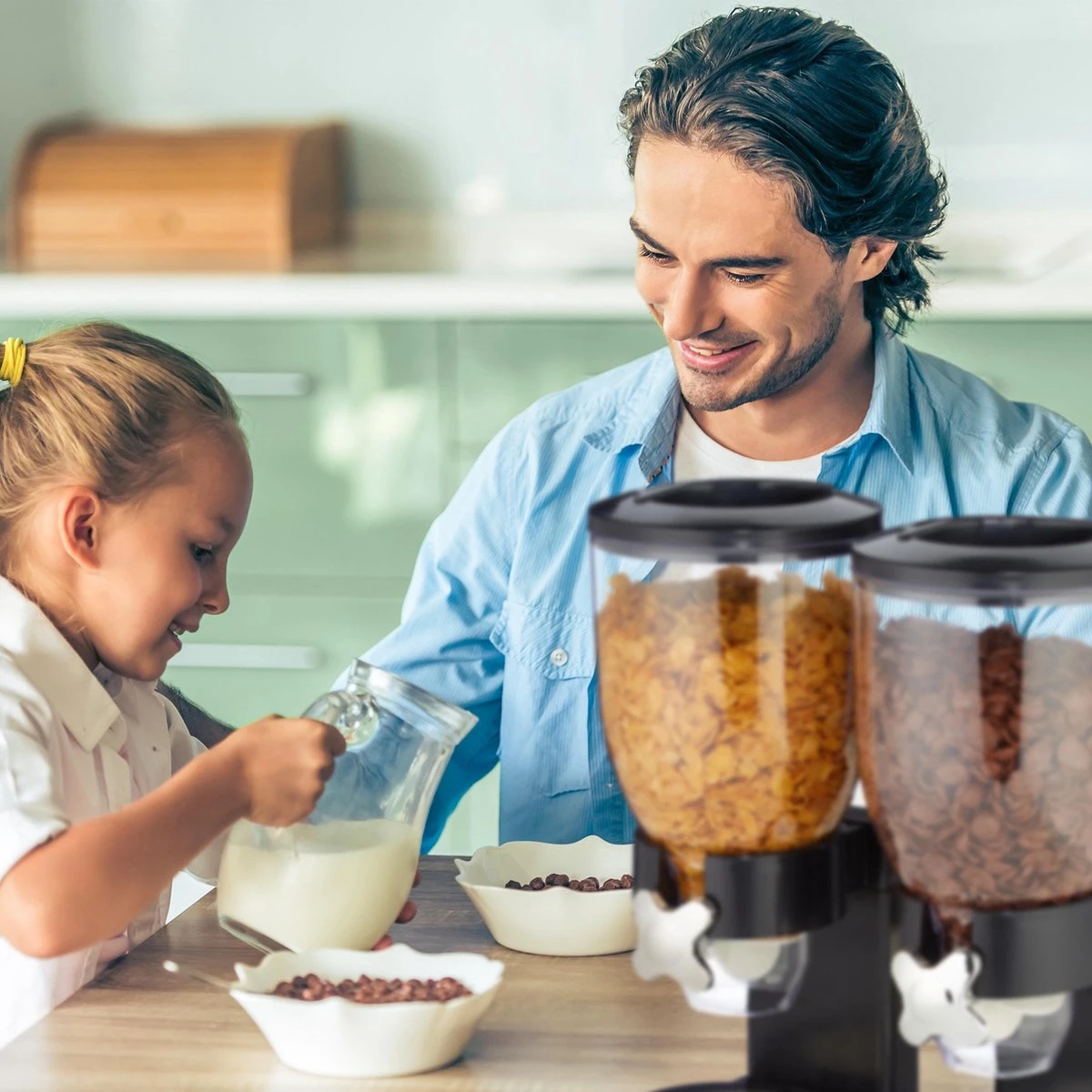 Relaxdays Conflakes Dispenser - Dubbel - Muesli Dispenser - 2x 4 L - Snoepautomaat - Zwart 5 Relaxdays Conflakes Dispenser - Dubbel - Muesli Dispenser - 2x 4 L - Snoepautomaat - Zwart - Afbeelding 5