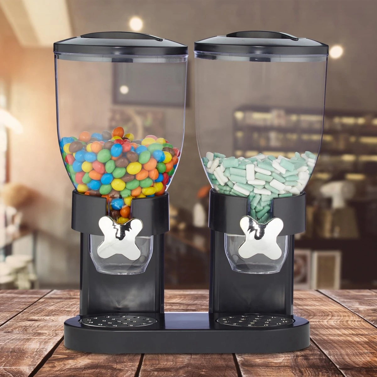 Relaxdays Conflakes Dispenser - Dubbel - Muesli Dispenser - 2x 4 L - Snoepautomaat - Zwart 8 Relaxdays Conflakes Dispenser - Dubbel - Muesli Dispenser - 2x 4 L - Snoepautomaat - Zwart - Afbeelding 8