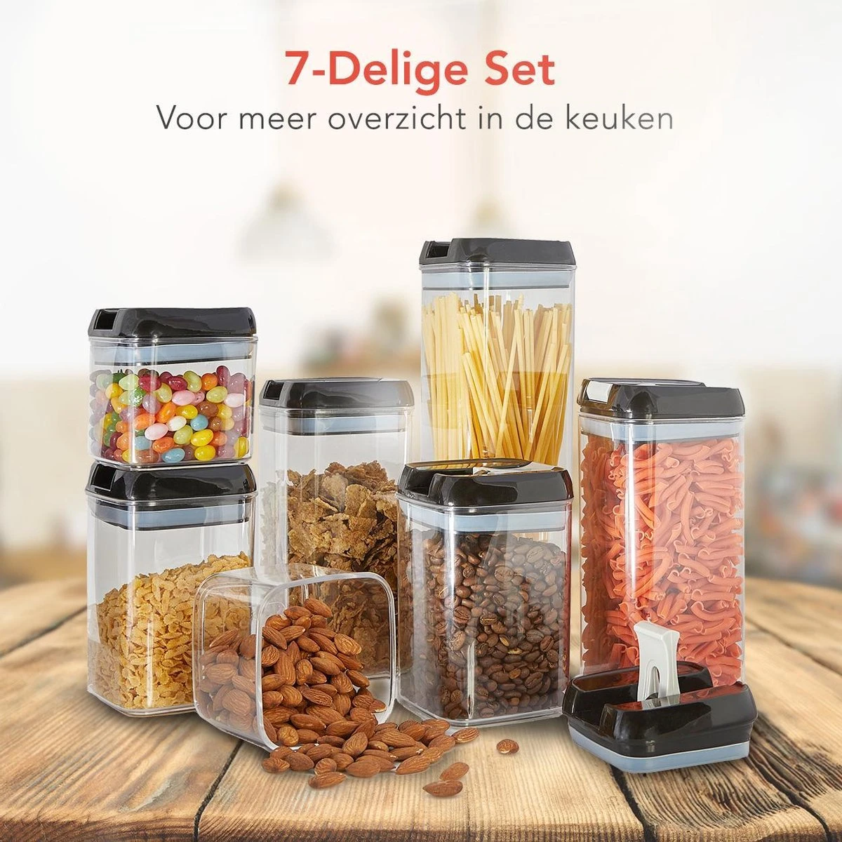 KitchenBrothers Voorraadpotten - 7 Stuks - Luchtdicht - Herschrijfbare Labels - Kunststof 2 KitchenBrothers Voorraadpotten - 7 Stuks - Luchtdicht - Herschrijfbare Labels - Kunststof - Afbeelding 2