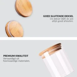 SensaHome 6 Glazen Voorraadpotten - Luchtdichte Deksels - Opstapelbaar - Voorraadbussen Voor Spaghetti/Pasta/Rijst/Koffie/Thee/Kruiden -Thuis Opslag Winkel 1200x1200 1905