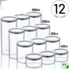 Voorraadpotten Met Deksel - 12-delig - Rond Voorraaddozen Met Grijs Luchtdichte Deksel Transparant Bewaarpotten Stapelbaar Voedsel Bewaren Vers Houden Ruimtebesparend