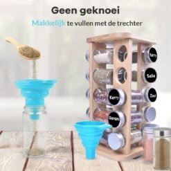 LuZana® Draaibaar Kruidenrek Staand Met Potjes - Bamboe- 20 Kruidenpotjes Met Strooideksel – Incl. Labels, Krijtstift En Trechter 14 LuZana® Draaibaar Kruidenrek Staand Met Potjes - Bamboe- 20 Kruidenpotjes Met Strooideksel – Incl. Labels, Krijtstift En Trechter -Thuis Opslag Winkel 1200x1200 240