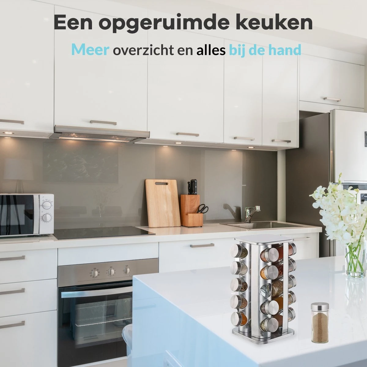 LuZana® Draaibaar Kruidenrek -RVS- Staand Met Potjes - 20 Kruidenpotjes Met Strooideksel – Incl. Labels, Krijtstift En Trechter 2 LuZana® Draaibaar Kruidenrek -RVS- Staand Met Potjes - 20 Kruidenpotjes Met Strooideksel – Incl. Labels, Krijtstift En Trechter - Afbeelding 2