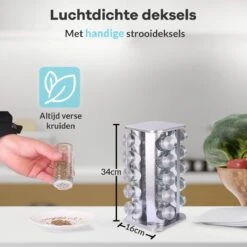 LuZana® Draaibaar Kruidenrek -RVS- Staand Met Potjes - 20 Kruidenpotjes Met Strooideksel – Incl. Labels, Krijtstift En Trechter 10 LuZana® Draaibaar Kruidenrek -RVS- Staand Met Potjes - 20 Kruidenpotjes Met Strooideksel – Incl. Labels, Krijtstift En Trechter -Thuis Opslag Winkel 1200x1200 255