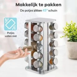 LuZana® Draaibaar Kruidenrek -RVS- Staand Met Potjes - 20 Kruidenpotjes Met Strooideksel – Incl. Labels, Krijtstift En Trechter 11 LuZana® Draaibaar Kruidenrek -RVS- Staand Met Potjes - 20 Kruidenpotjes Met Strooideksel – Incl. Labels, Krijtstift En Trechter -Thuis Opslag Winkel 1200x1200 256