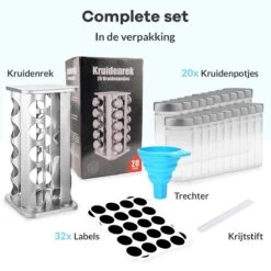 LuZana® Draaibaar Kruidenrek -RVS- Staand Met Potjes - 20 Kruidenpotjes Met Strooideksel – Incl. Labels, Krijtstift En Trechter 13 LuZana® Draaibaar Kruidenrek -RVS- Staand Met Potjes - 20 Kruidenpotjes Met Strooideksel – Incl. Labels, Krijtstift En Trechter -Thuis Opslag Winkel 1200x1200 258