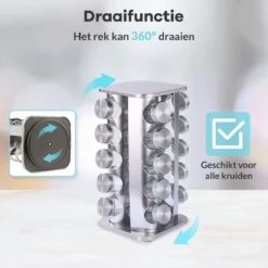 LuZana® Draaibaar Kruidenrek -RVS- Staand Met Potjes - 20 Kruidenpotjes Met Strooideksel – Incl. Labels, Krijtstift En Trechter 14 LuZana® Draaibaar Kruidenrek -RVS- Staand Met Potjes - 20 Kruidenpotjes Met Strooideksel – Incl. Labels, Krijtstift En Trechter -Thuis Opslag Winkel 1200x1200 259