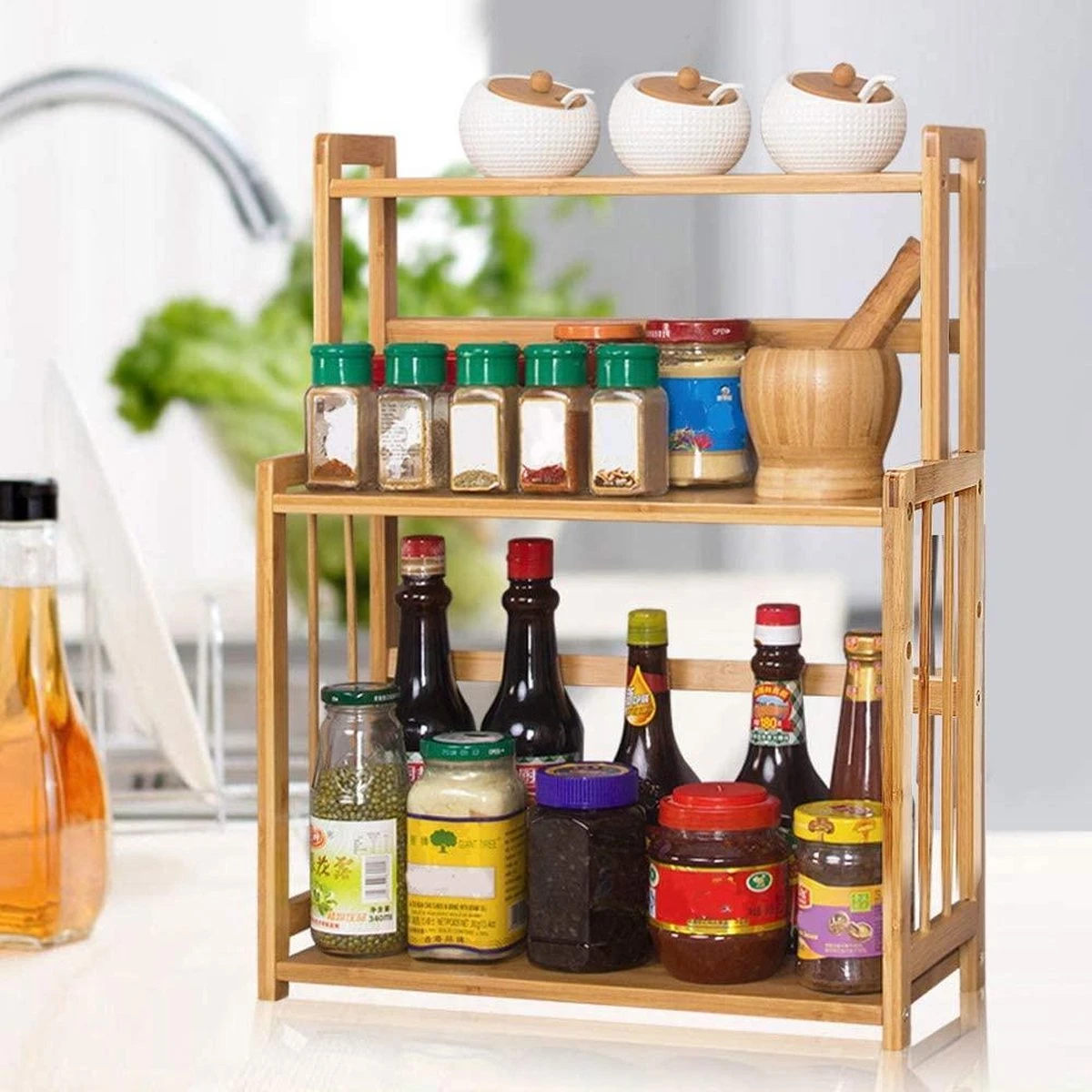 Cellavi Duurzaam Kruidenrek Staand Van Bamboe - Keukenrek Verstelbaar - Keuken Accessoires - Stevige Constructie - Multifunctioneel En Waterafstotend 10 Cellavi Duurzaam Kruidenrek Staand Van Bamboe - Keukenrek Verstelbaar - Keuken Accessoires - Stevige Constructie - Multifunctioneel En Waterafstotend - Afbeelding 10