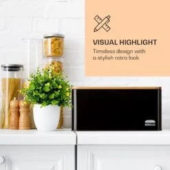 Klarstein Granrosi Oklahoma Broodtrommel - 35,5 X 15,5 X 23 Cm - Brooddoos Met Snijplank - Metaal & Bamboe 7 Klarstein Granrosi Oklahoma Broodtrommel - 35,5 X 15,5 X 23 Cm - Brooddoos Met Snijplank - Metaal & Bamboe -Thuis Opslag Winkel 1200x1200 310