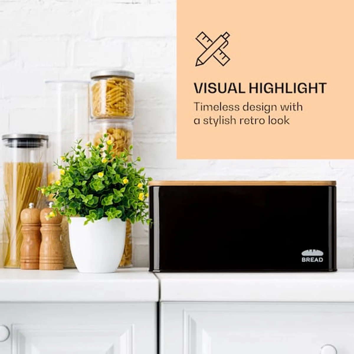 Klarstein Granrosi Oklahoma Broodtrommel - 35,5 X 15,5 X 23 Cm - Brooddoos Met Snijplank - Metaal & Bamboe 3 Klarstein Granrosi Oklahoma Broodtrommel - 35,5 X 15,5 X 23 Cm - Brooddoos Met Snijplank - Metaal & Bamboe - Afbeelding 3