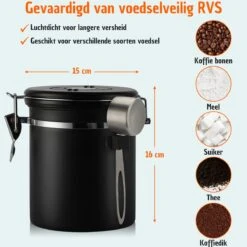 Koffie Bewaarbus Luchtdicht Met CO2 Uitlaat - Koffieblik Bewaarblik Voor 500 Gr Koffiebonen - Zwart - 1.2L 10 Koffie Bewaarbus Luchtdicht Met CO2 Uitlaat - Koffieblik Bewaarblik Voor 500 Gr Koffiebonen - Zwart - 1.2L -Thuis Opslag Winkel 1200x1200 357