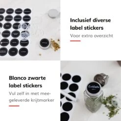 Deleca Kruidenrek Organizer Met 24 Kruidenpotjes - Vierkant - Strooideksel & Labels - Ophangbaar Of Staand - Industrieel / Zwart -Thuis Opslag Winkel 1200x1200 38