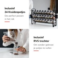 Deleca Kruidenrek Organizer Met 24 Kruidenpotjes - Vierkant - Strooideksel & Labels - Ophangbaar Of Staand - Industrieel / Zwart -Thuis Opslag Winkel 1200x1200 40