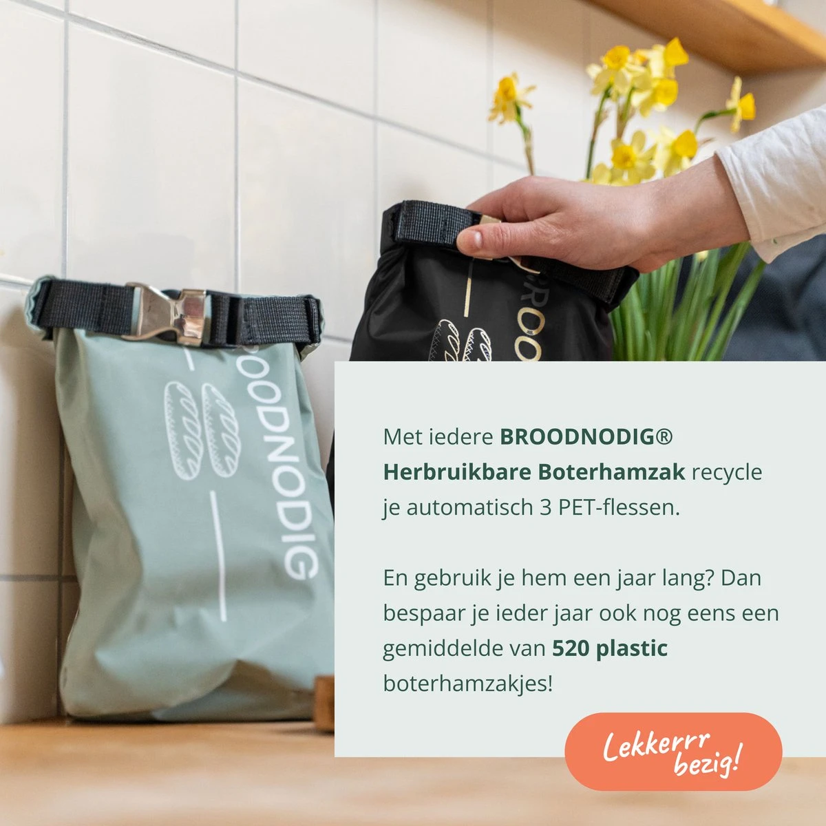 BROODNODIG® - Herbruikbare Boterhamzak - Van 100% Gerecyclede PET-flessen - Ideaal Als Diepvrieszakjes - Lunchzak - Herbruikbaar Boterhamzakje - Foodwrap - Lunchbox - 30x20cm - Zwart 8 BROODNODIG® - Herbruikbare Boterhamzak - Van 100% Gerecyclede PET-flessen - Ideaal Als Diepvrieszakjes - Lunchzak - Herbruikbaar Boterhamzakje - Foodwrap - Lunchbox - 30x20cm - Zwart - Afbeelding 8
