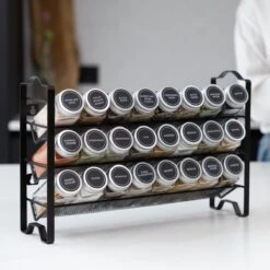 Deleca Kruidenrek Organizer Met 24 Kruidenpotjes - Vierkant - Strooideksel & Labels - Ophangbaar Of Staand - Industrieel / Zwart -Thuis Opslag Winkel 1200x1200 44