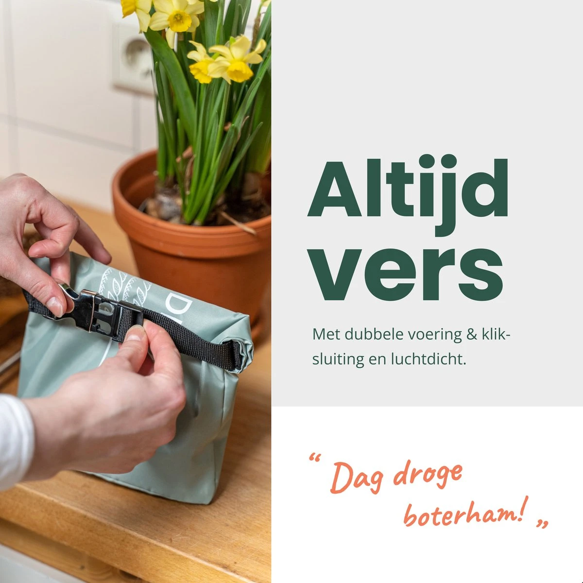 BROODNODIG® - Herbruikbare Boterhamzak - Van 100% Gerecyclede PET-flessen - Ideaal Als Diepvrieszakjes - Lunchzak - Herbruikbaar Boterhamzakje - Foodwrap - Lunchbox - 30x20cm - Pastel Groen 7 BROODNODIG® - Herbruikbare Boterhamzak - Van 100% Gerecyclede PET-flessen - Ideaal Als Diepvrieszakjes - Lunchzak - Herbruikbaar Boterhamzakje - Foodwrap - Lunchbox - 30x20cm - Pastel Groen - Afbeelding 7