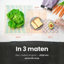 BROODNODIG® - Bijenwas Wraps (Bijenwas Doek) - Set Van 4 - 1S, 2M, 1L - Foodwrap - Beeswax Wraps - Bee Wrap - Beewax - Bijenwasdoek - Zero Waste - Duurzaam Cadeau - Herbruikbaar Boterhamzakje -Thuis Opslag Winkel 1200x1200 468
