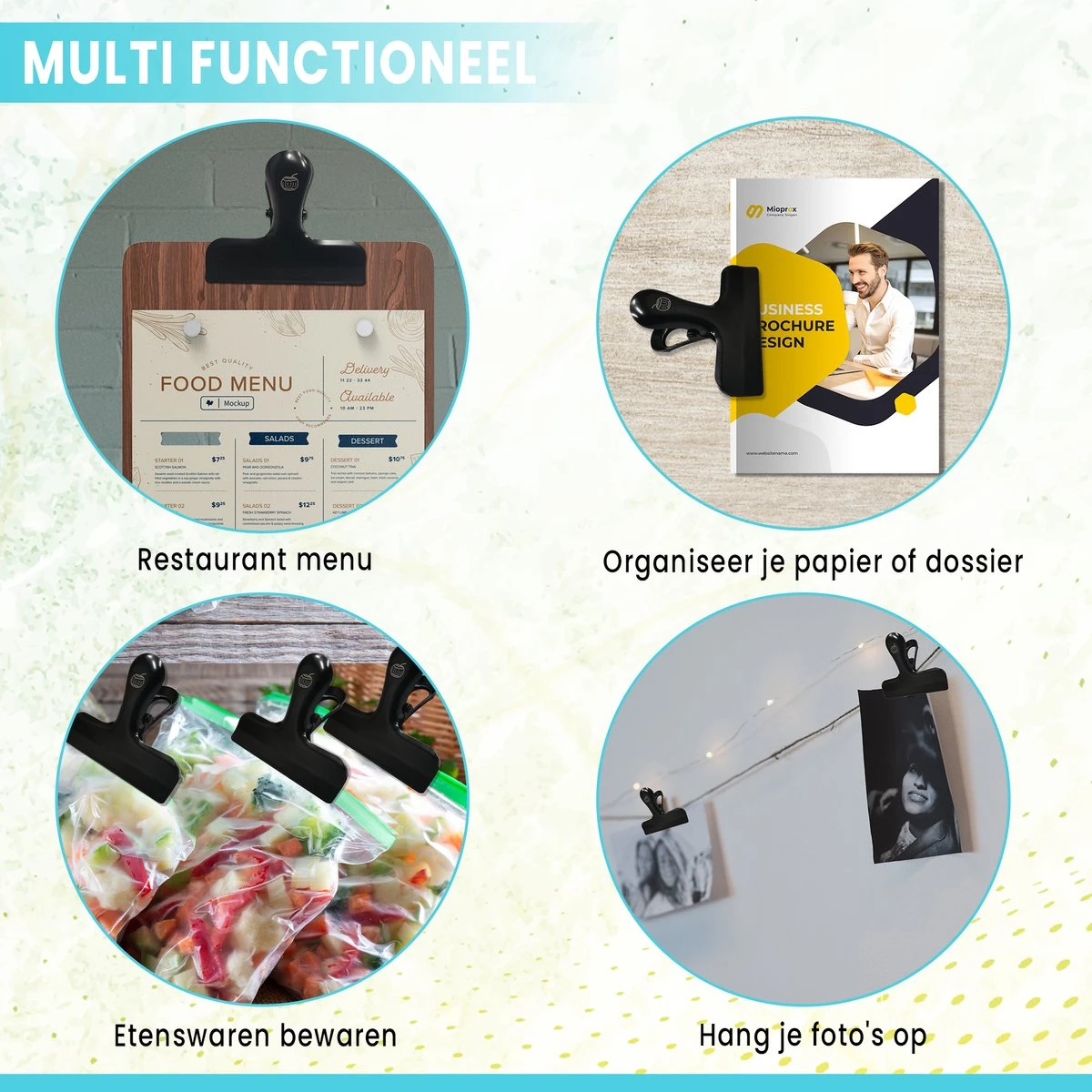 Bangosa® Vershoudclips - Afsluitclips - Vershoud Knijpers -Zaksluiter - Vershoudklemmen - RVS - 10 Stuks 5 Bangosa® Vershoudclips - Afsluitclips - Vershoud Knijpers -Zaksluiter - Vershoudklemmen - RVS - 10 Stuks - Afbeelding 5