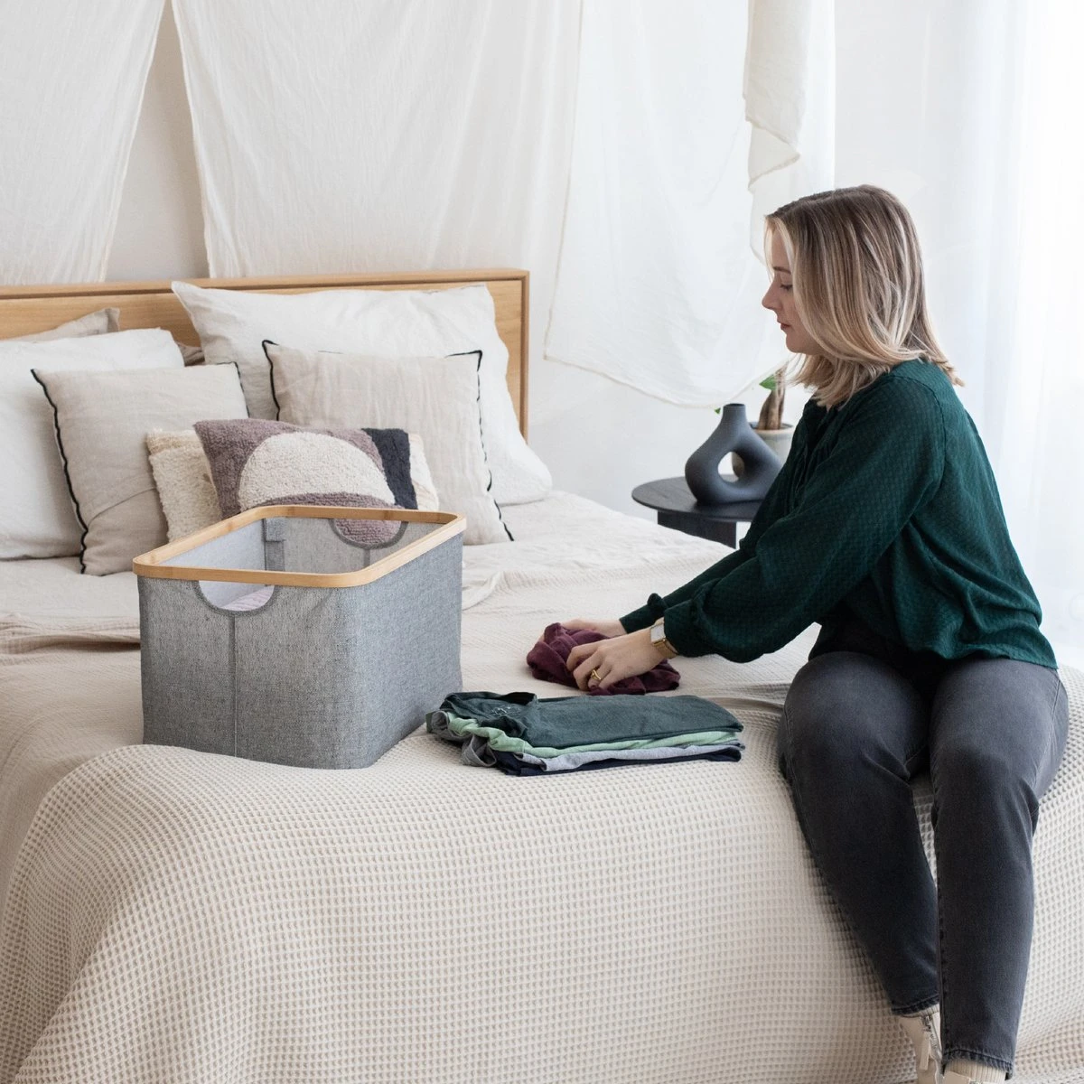 Gadgy Opvouwbare Wasmand - Heupwasmand 45 L - Opbergmand - Wasbox - Wasmanden - Grijs 4 Gadgy Opvouwbare Wasmand - Heupwasmand 45 L - Opbergmand - Wasbox - Wasmanden - Grijs - Afbeelding 4