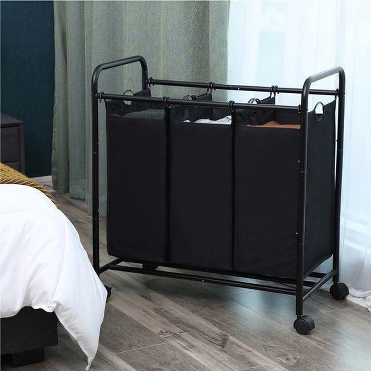 Songmics Wassorteerder – Wasmand – Wasbox – Waswagen – Was Sorteren - Wascollector – Zwart 9 Songmics Wassorteerder – Wasmand – Wasbox – Waswagen – Was Sorteren - Wascollector – Zwart - Afbeelding 9