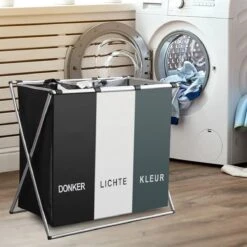 Wasmand 3 Vakken 90L - Opvouwbare Wassorteerder Met NL Opdruk - Aluminium Frame - 15 Wasmand 3 Vakken 90L - Opvouwbare Wassorteerder Met NL Opdruk - Aluminium Frame - -Thuis Opslag Winkel 1200x1200 537