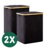 BrandtBergkamp Wasmand Zwart - 2 Stuks - Opvouwbare Wasmand - Wassorteerder - 150L