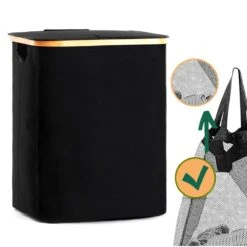 BrandtBergkamp Wasmand Zwart - 2 Stuks - Opvouwbare Wasmand - Wassorteerder - 150L -Thuis Opslag Winkel 1200x1200 547