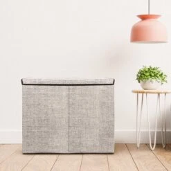 Zonovi Wasmand – 3 Vakken Met Deksel – Opvouwbaar – Wassorteerder – Dubbele Wasmand – Laundry Basket – Wasbox – Organizer Kleding - Stof – Grijs – 110 Liter -Thuis Opslag Winkel 1200x1200 563