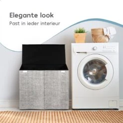 Zonovi Wasmand – 3 Vakken Met Deksel – Opvouwbaar – Wassorteerder – Dubbele Wasmand – Laundry Basket – Wasbox – Organizer Kleding - Stof – Grijs – 110 Liter -Thuis Opslag Winkel 1200x1200 564