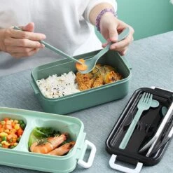 Lunchbox - Meal Prep Bakjes - Lunch Box Met Deksel - Meal Prep – Bento Box - Lunchtrommel Met Bestek Blauw -Thuis Opslag Winkel 1200x1200 6