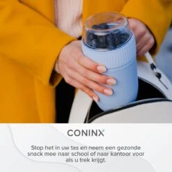 Coninx Yoghurtbeker To Go - Muesli Beker To Go - Lunchbeker - Mueslibeker 640ml ( 450ml+190ml ) - Blauw -Thuis Opslag Winkel 1200x1200 60