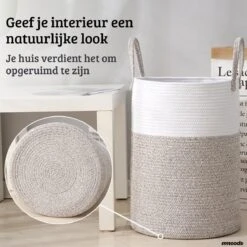 Mmoods Wasmand Katoen 72 Liter - Opbergmand Speelgoed - Wassorteerder Met Handvaten - Wasbox Badkamer - Mand Rond Badkamer Grijs -Thuis Opslag Winkel 1200x1200 604