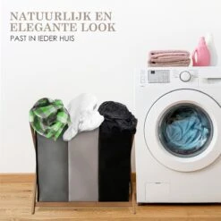 MIRI Wasmand 3 Vakken BAMBOE – Wassorteerder – Hout – Opvouwbaar – Wasbox – 105L – Gratis Schroevendraaier – Wasmanden – Laundry Basket -Thuis Opslag Winkel 1200x1200 606